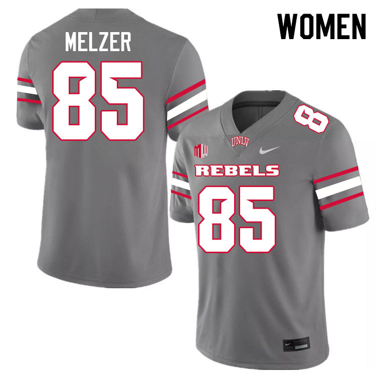 Women #85 Konner Melzer UNLV Rebels College Football Jerseys Stitched-Grey